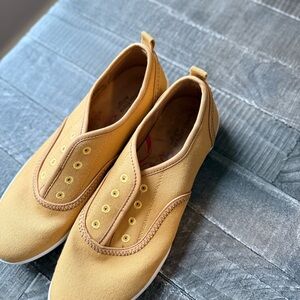 Comfortiva Yellow Canvas Slip-On Sneakers